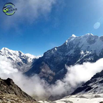 Trishul and Nandaghunti visible from jnyura gali, Roopkund